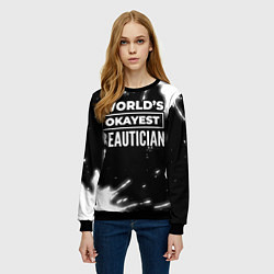 Свитшот женский Worlds okayest beautician - dark, цвет: 3D-черный — фото 2
