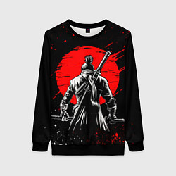 Свитшот женский Самурай - красное солнце, цвет: 3D-черный