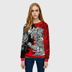 Свитшот женский Самурай и драконы, цвет: 3D-красный — фото 2