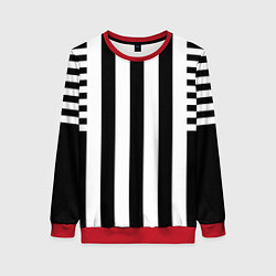 Женский свитшот Черно белый узор в полоску