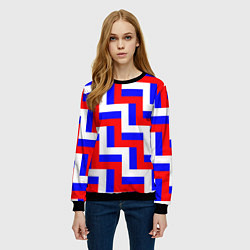 Свитшот женский Плетение триколор, цвет: 3D-черный — фото 2