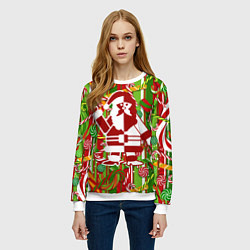 Свитшот женский Дед Мороз с игрушками, цвет: 3D-белый — фото 2