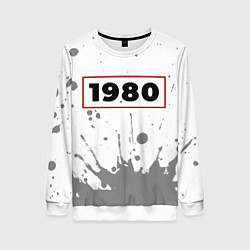 Свитшот женский 1980 - в красной рамке на светлом, цвет: 3D-белый