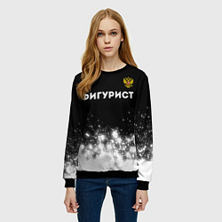 Свитшот женский Фигурист из России и герб РФ: символ сверху, цвет: 3D-черный — фото 2