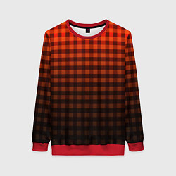 Свитшот женский Красно-черный узор в клетку, цвет: 3D-красный