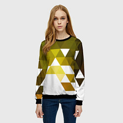 Свитшот женский Золотистая мозаика из ромбов, цвет: 3D-черный — фото 2