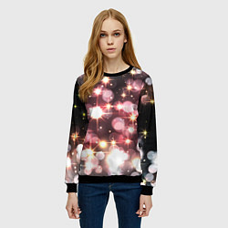 Свитшот женский Сияние розовых и золотых блесток на черном фоне, цвет: 3D-черный — фото 2