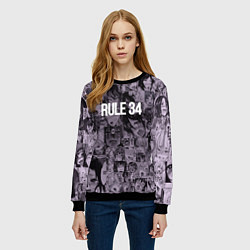 Свитшот женский Правило 34 ахегао, цвет: 3D-черный — фото 2