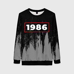 Свитшот женский 1986 - в красной рамке на темном, цвет: 3D-черный