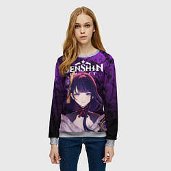 Свитшот женский Сёгун Райдэн - архонт инадзумы, цвет: 3D-меланж — фото 2