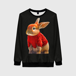 Свитшот женский Кролик в свитере, цвет: 3D-черный