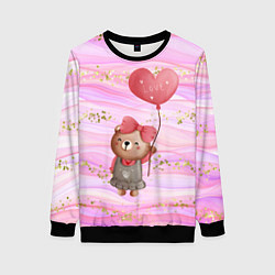 Свитшот женский Мишка с шариком Love, цвет: 3D-черный