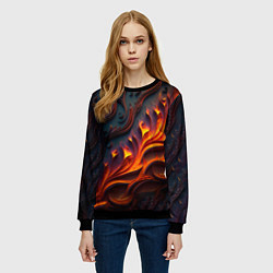 Свитшот женский Огненный орнамент с языками пламени, цвет: 3D-черный — фото 2
