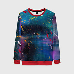 Свитшот женский Сине-фиолетовый туман и краски разных цветов, цвет: 3D-красный