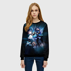 Свитшот женский Странник Скарамучча перерождение в анемо, цвет: 3D-черный — фото 2