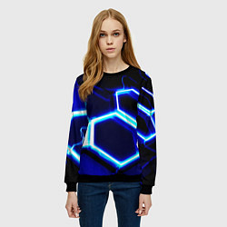 Свитшот женский Neon abstraction plates storm, цвет: 3D-черный — фото 2