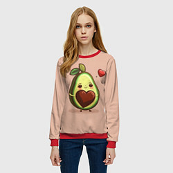 Свитшот женский Влюбленная авокадо - парные, цвет: 3D-красный — фото 2