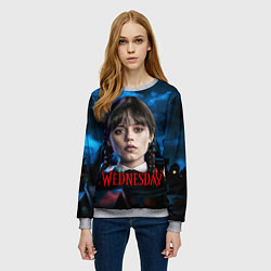 Свитшот женский Wednesday horror, цвет: 3D-меланж — фото 2