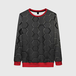 Свитшот женский Abstraction hexagon grey, цвет: 3D-красный