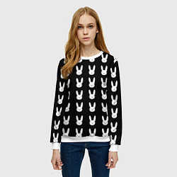 Свитшот женский Bunny pattern black, цвет: 3D-белый — фото 2