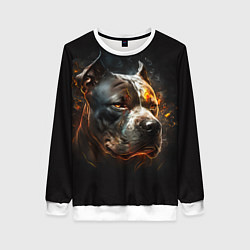 Свитшот женский Стаффордширский терьер - огонь, цвет: 3D-белый
