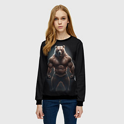 Свитшот женский Сильный медведь спортсмен, цвет: 3D-черный — фото 2