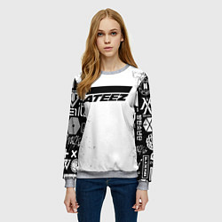 Свитшот женский Ateez black and white, цвет: 3D-меланж — фото 2