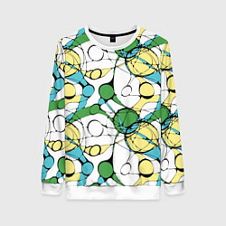 Свитшот женский Цветной нейрографический узор, цвет: 3D-белый