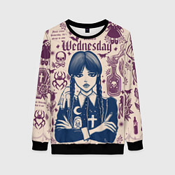 Свитшот женский Уэнсдей Аддамс в стиле готического тату, цвет: 3D-черный
