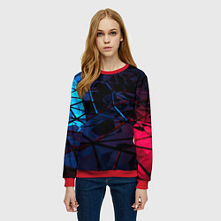 Свитшот женский Абстрактные грани, цвет: 3D-красный — фото 2