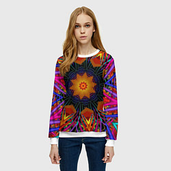 Свитшот женский Орнамент яркий Мандала, цвет: 3D-белый — фото 2