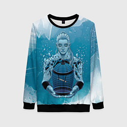 Свитшот женский Девушка распадается на частицы, цвет: 3D-черный