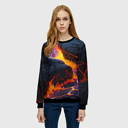 Свитшот женский Оранжевая лава, цвет: 3D-черный — фото 2