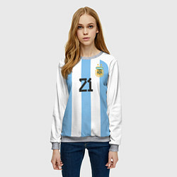 Свитшот женский Дибала форма сборной Аргентины домашняя, цвет: 3D-меланж — фото 2
