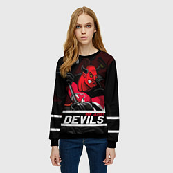 Свитшот женский New Jersey Devils маскот, цвет: 3D-черный — фото 2
