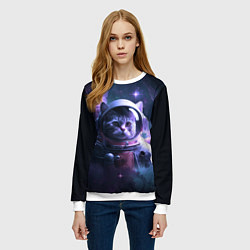Свитшот женский Котик космонавт, цвет: 3D-белый — фото 2