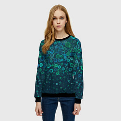 Свитшот женский Изумрудные круги Абстракция, цвет: 3D-черный — фото 2