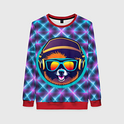 Свитшот женский Пёс-хипстер, цвет: 3D-красный