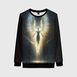 Свитшот женский Парящая девушка ангел, цвет: 3D-черный