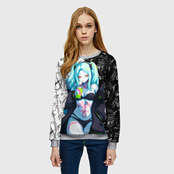 Свитшот женский Ребекка из Киберпанка 2077, цвет: 3D-меланж — фото 2