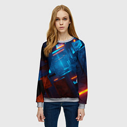 Свитшот женский Туннель из кубов, цвет: 3D-меланж — фото 2