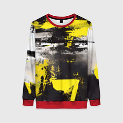 Свитшот женский Черно-желтая абстракция, нейросеть, цвет: 3D-красный