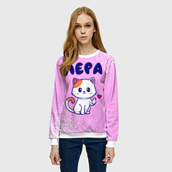 Свитшот женский Лера кошечка с сердечком, цвет: 3D-белый — фото 2