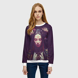 Свитшот женский Девушка-самурай, цвет: 3D-белый — фото 2