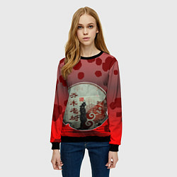 Свитшот женский У самурая есть две стороны, цвет: 3D-черный — фото 2