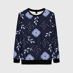 Свитшот женский Цветок и веточка, двух цветная ветка, цвет: 3D-черный