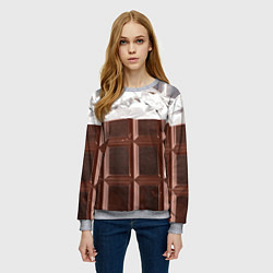 Свитшот женский Темная плитка шоколада в обертке, цвет: 3D-меланж — фото 2