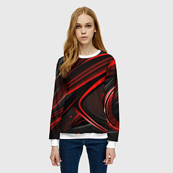 Свитшот женский Black and red abstract, цвет: 3D-белый — фото 2
