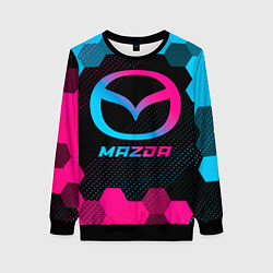 Свитшот женский Mazda - neon gradient, цвет: 3D-черный