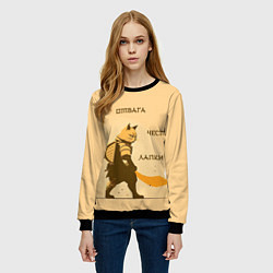 Свитшот женский Кот-воин, цвет: 3D-черный — фото 2